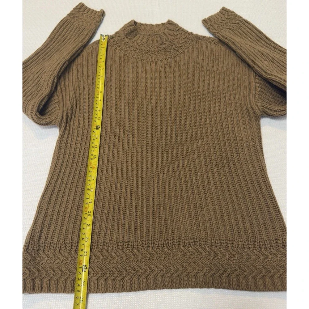 NWT L.L. Bean Signature Organic Cotton Mockneck Ribbed Sweater Walnut Large L